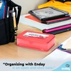 Enday Pencil Box Red, Large Capacity Plastic Double Deck Box