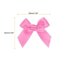 MECCANIXITY 30Pcs Mini Ribbon Bow 1.5" Mini Fabric Satin Ribbon Flower Bows for Craft DIY Sewing Wedding Birthday Party Dark Pink