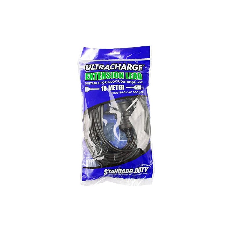 Ultracharge Extension Lead with Piggy Back Plug, 10 m Length,