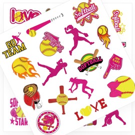 320 Pieces Softball Stickers Softball Sports Themed Party Favors Supplies, Sport Softball Helmet Stickers Softball Team Party Favors for Laptops Water Bottles Scrapbook