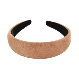 axy Hair Band with Flannel Hair Band Vintage Hairband Headband Classic and Fashionable Headband (Leather Look) HRK5 (Beige)