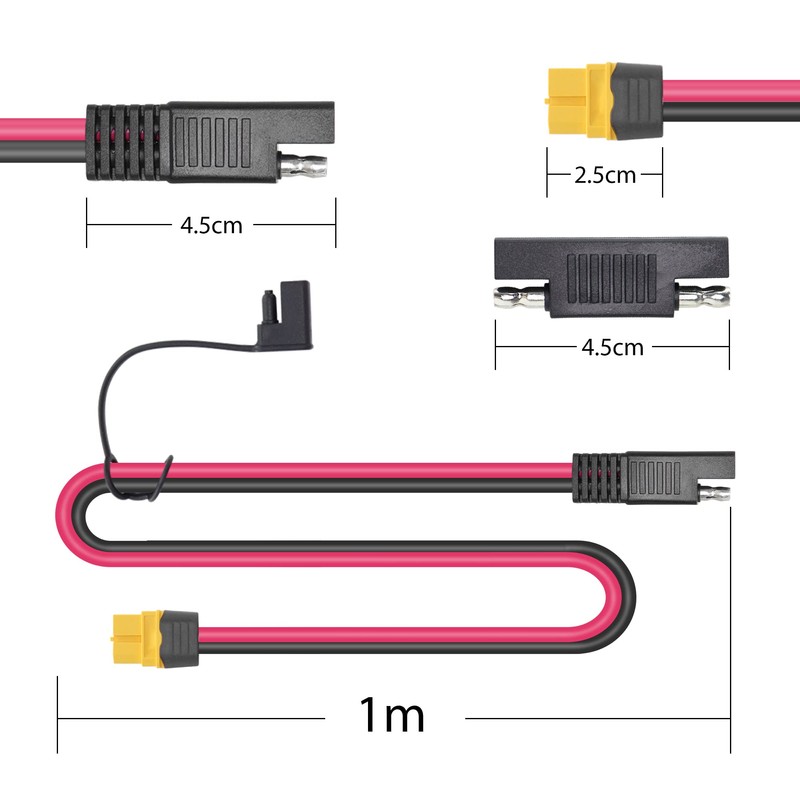 RIIEYOCA 1M SAE to XT60 Connector Adapter, 12AWG Cable, Compatible