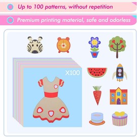 UCEC Craft Toddler Scissors Kids Paper Cut 100 Sheets, 2PCS Plastic Safety Scissors + 2PCS Stainless Steel Preschool Training Scissors, DIY Art Craft Origami Paper Child Scissors for Kids Preschool Child