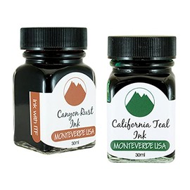 Monteverde 60ml Core Fountain Pen Ink Bottle (30ml Canyon Rust Ink Bottle G309CP, 30ml California Teal Ink Bottle G309CT)