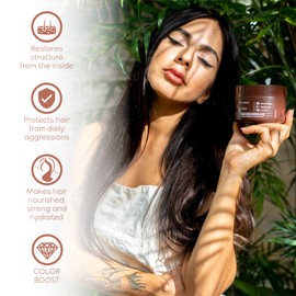 Hair Expert Color Depositing Mask - Dark Brown Color - Marine Collagen and Almond Oil - Formaldehyde-Free - Repairs the Hair Elasticity & Flexibility, Softens, Moisturizers (Dark Brown 8.8 oz)