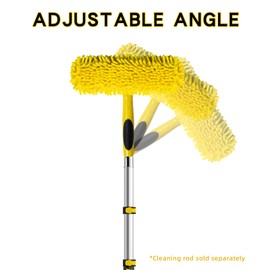 Window Squeegee and Microfiber Scrubber, 2-in-1 Combo Cleaning Tools, Multi-Angle Threaded Window Cleaning Tool, Window Washing Equipment for Solar Panel and RV Windshield (pole sold separately)