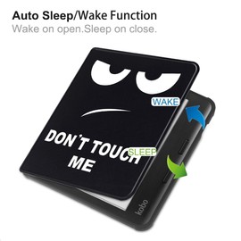 GIOPUEY Flip Case Compatible with Kobo Libra Colour, Premium PU Leather + Soft TPU Back Case, Cover with Auto Sleep/Wake, 360° Protective - Don't Touch Me