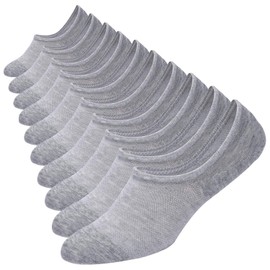 WANDER No Show Socks 10 Pack Cotton Non Slip Low Cut Invisible Loafer Socks Men&Women Boat Liner(10 Pairs Grey, Sock Size:9-11)
