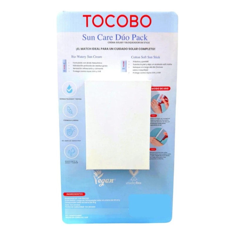 Tocobo Sun Care Dúo Pack Bloqueador Solar Crema Y Barra