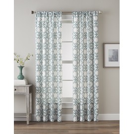 CHF Lotus Harmony Geometric Print Curtain Panel, 84", Seafoam