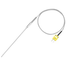 sourcing map K Type Thermocouple with Plug, Meter Temperature Sensor Probe -50 to 1100°C(-58 to 2012°F) Stainless Steel, 3.2x200mm 3.3ft Wire