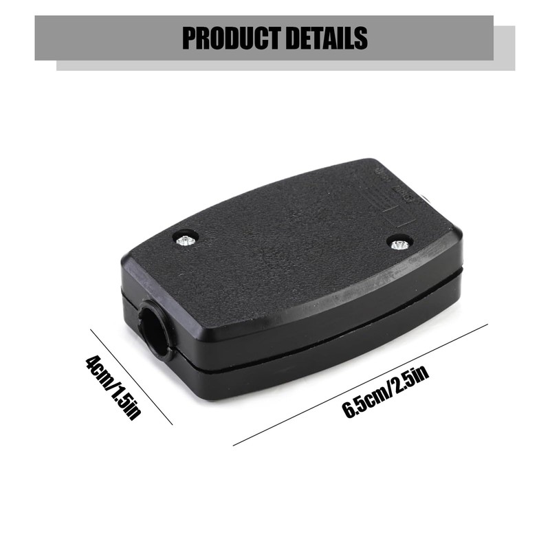 2Pcs Black 3 Terminal Electrical Cable Junction Box 13amp 250v