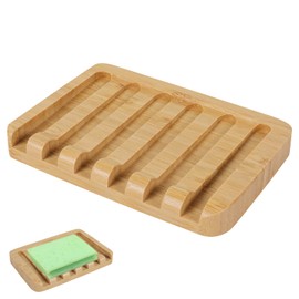 Teak Wood Bathroom Soap Holder for Soap Bar, Self Draining Soap Container for Kitchen Sponage
