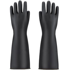 YIOIY Chemical Resistant Gloves, Heavy Duty Rubber Gloves, Industrial Protective Gauntlets Gloves, Reusable, Resist Strong Acid, Alkali and Oil (Thick, 35CM)