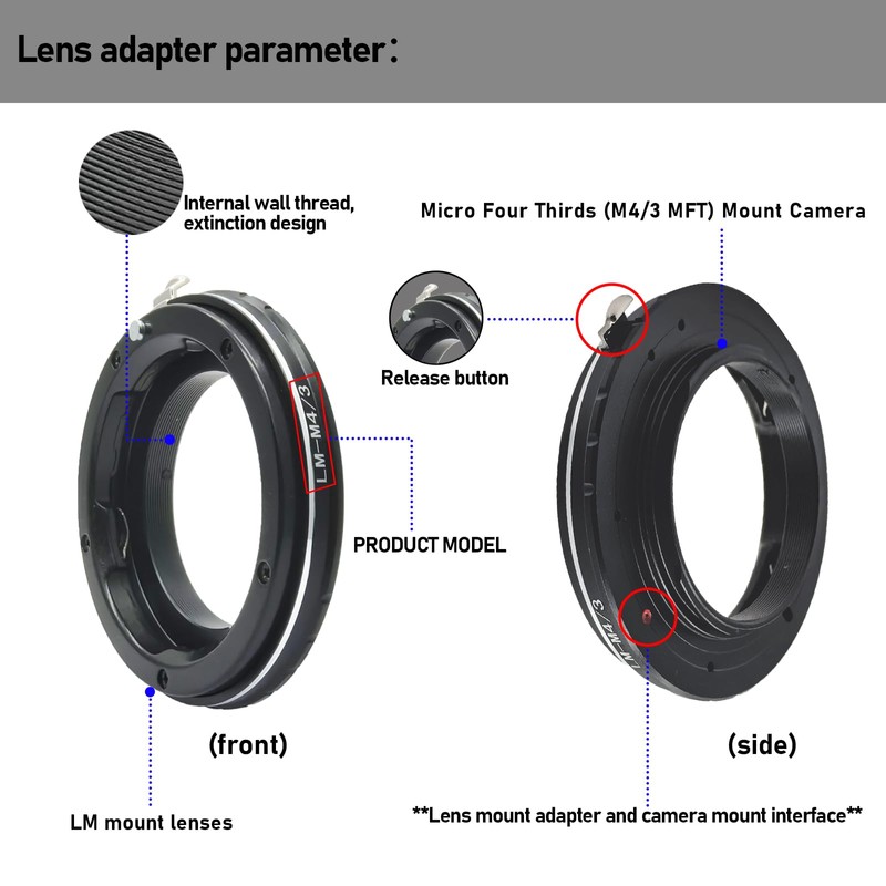 LM to M4/3 Adapter Compatible with for Leica M LM