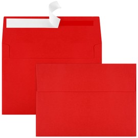 50 Packs 5x7 Envelopes, A7 Envelopes, 5x7 Envelopes for Invitations, Printable Invitation Envelopes, Envelopes Self Seal for Weddings, Invitations, Photos, Greeting Cards, Mailing (Red)