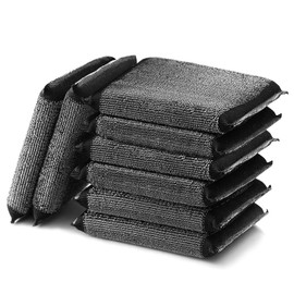 Wire Washing Sponge Scourer, Pack of 8 Kitchen Sponge Steel Sponge Multipurpose Wire Dishwashing Rags Double-Sided Reusable Kitchen Scratch-Resistant Sponges Washable (Black)