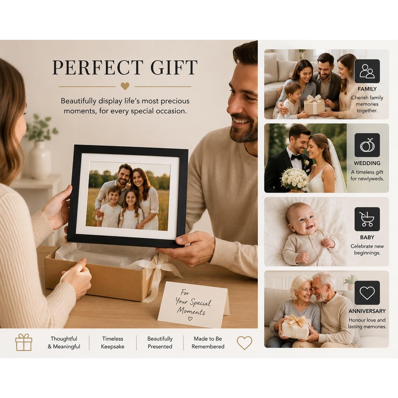 pf+a REAL GLASS 10x10 For 8x8 Black Square Picture Frame