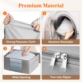 Lifewit Clothes Storage Bag, Folable Storage Bins with Lids for Clothing, Bedding, Fabric Blanket Storage with Zippers and Handles, 60L Clothes Organizers and Storage with Clear Window 4 Pack