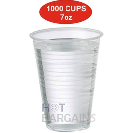HOT BARGAINS, 1000 X Disposable Cups Clear Plastic Cups 7oz / 200ml for Water Coolers/Vending Disposables Cups Sealed