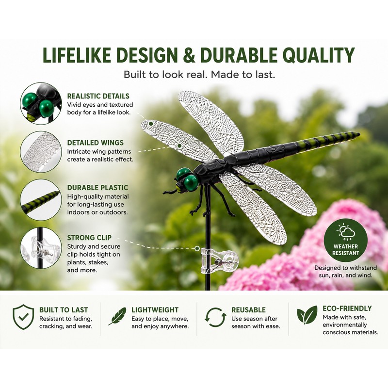 12-Piece Dragonfly Garden Clips for Plants and Yard Decor -