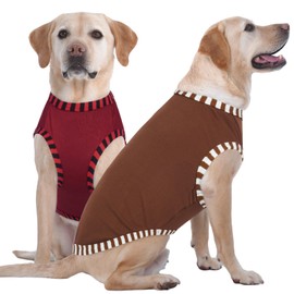 IECOii 2 Pack Large Dog T-Shirt | Non-Restrictive Fit for Running, Breathable Summer Wear - Non-stuffy Design - Keeps Pups Comfortable in Hot Weather, Coffee+DarkRed, 2XL