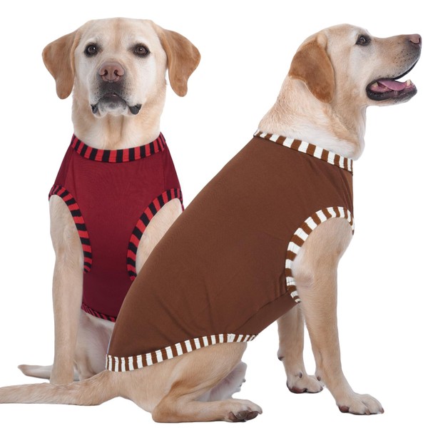 IECOii 2 Pack Large Dog T-Shirt | Non-Restrictive Fit for