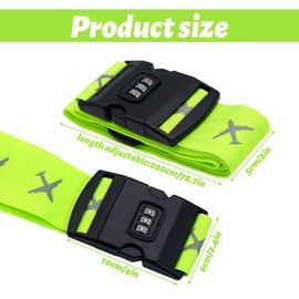 2Pcs Luggage Straps with Combination Lock, 200cm Adjustable Travel Suitcase Belts Travel Packing Accessories Suitcase Straps for Flight Trip, Easy to Recognize (Yellow)