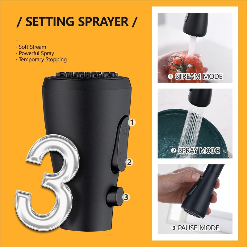 Hiqufet Black Kitchen Faucet with Pull Down Sprayer, Rv Kitchen