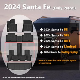Binmotor-Floor Mats & Cargo Mat for Hyundai Santa Fe 2024, 2024 Santa Fe SE丨SEL丨XRT丨Calligraphy, Cargo Liner All Weather Car Mats Trunk Mat Trunk Liner Santa Fe 2024
