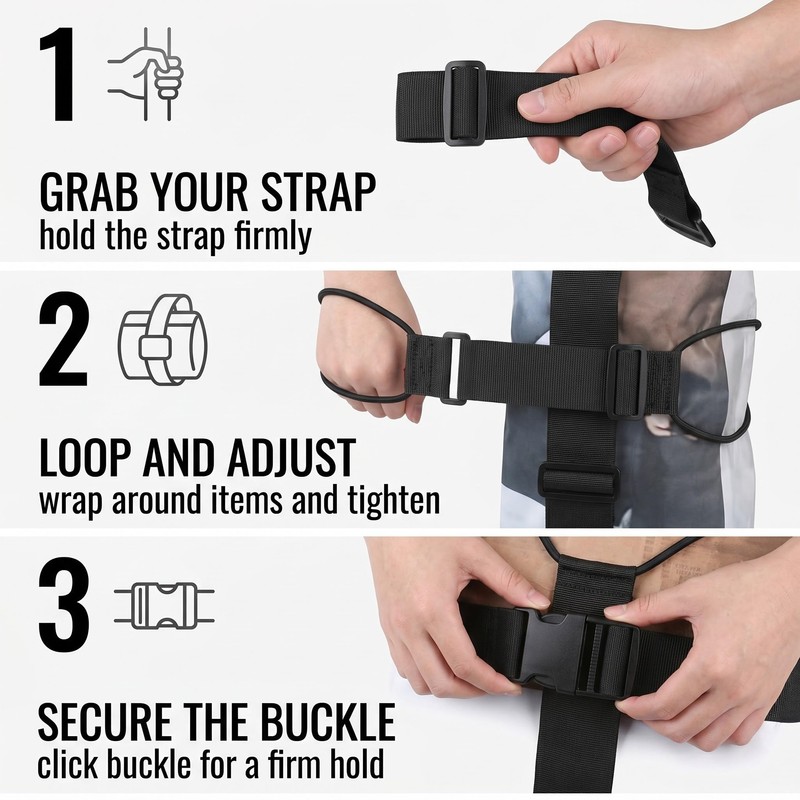 CEJAS 2 Piece Suitcase Strap, Robust Canvas Travel Strap Set,