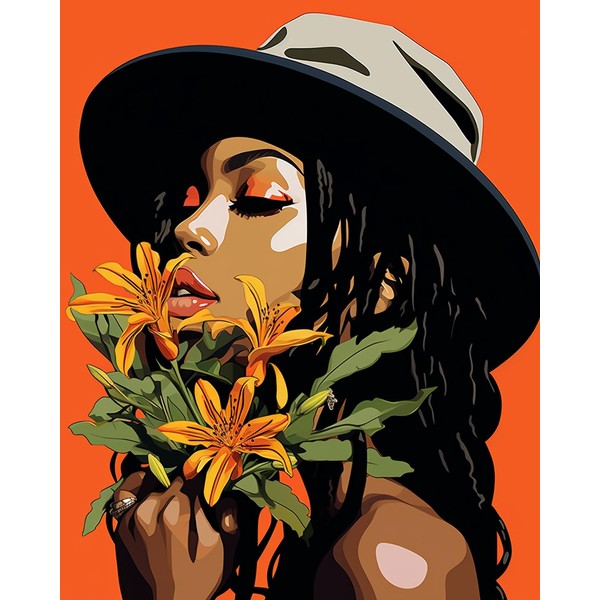 Paint by Number African American Lily Flowers DIY Acrylic Painting