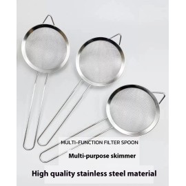 For Cuisinart, For De'Longhi, For Nespresso 3Pk 12Cms Stainless Steel Wire Mesh Sieve Strainer filter Tea Coffee Chai flour