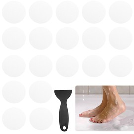 Coufce 24 PCS Bathtub Non Slip Stickers Clear Adhesive Decals Round Shape Anti Slip Shower Stickers Bath Non Slip Stickers for Floor Bathroom Stairs Ladders with Scraper