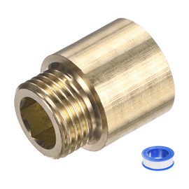 M METERXITY Shower Head Extension Arm, Brass G1/2 Male to Female Extension Pipe Fitting Adapter with PTFE Thread Seal Tape for Shower/Faucet, Pipe Plumbing Coupler 1.18"/30mm 1-Pack