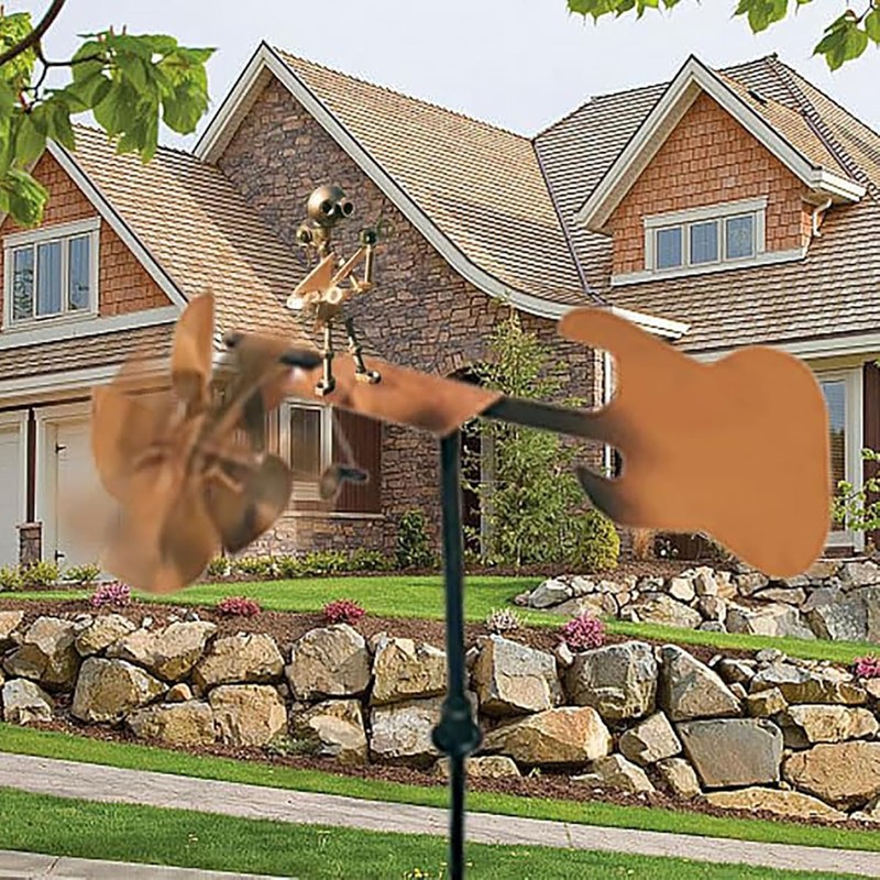 Guitarist Wind Sculptures & Spinners, Kinetic Sculpture Windmills, Metal Art