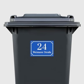 Personalisierte Aufkleber für Mülltonnen, Abfallbehälter & Wheelie Bins | Wetterfest & UV-beständig. Mit Hausnummer & Straße Für Restmüll, Bio, Papier, Gelber Sack | Made in Germany