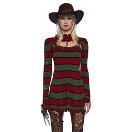 Dolls Kill Striped Slasher Costume - Scary Freddy Street Outfit by Trickz N' Treatz Medium