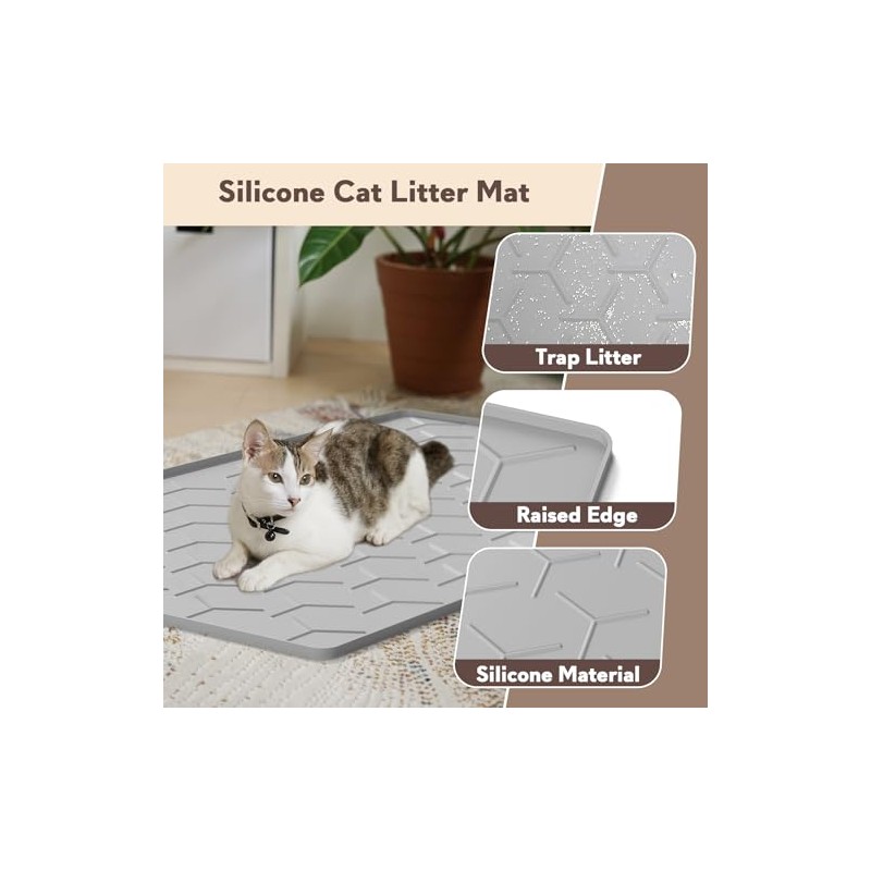 Garoopion Cat Litter Box Mat, Large 40" X 28" Litter