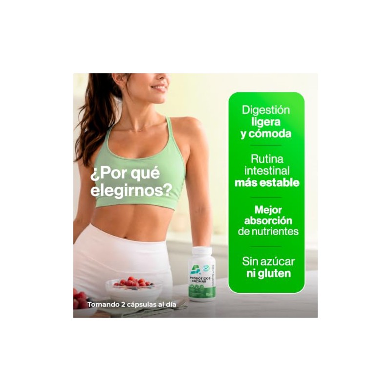 AMARTE LABS Probióticos Prebióticos Enzimas Digestivas 60 Cápsulas