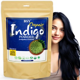 BSY Organic Indigo Powder for Hair Colour - 227g / 0.5 LB (Pack of 1), Natural Avuri Leaf Powder, Natural Hair dye, Hair care powder