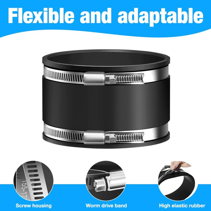 CLIUNT Flexible Rubber Sleeve 100 mm, Flexible Rubber Coupling, Flexible