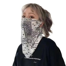 [Mies'] Bandana Pattern Neck Gaiter, Ice Silk Material, Breathable, Sun Protection Mask, Cool Feeling, black, white, navy