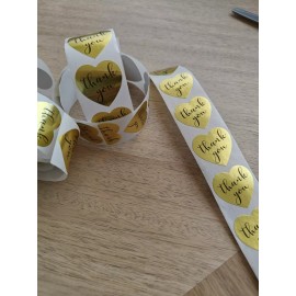 100 THANK YOU Heart Reflective Gold Envelope Seal Labels Packing Party Favors