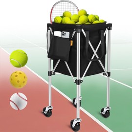 Angooni Professional Tennis Cart with Silent PU Wheels - 2 Capacity Choices (150/240 Balls) - Sturdy, Lightweight & Portable Storage for Practice and Matches