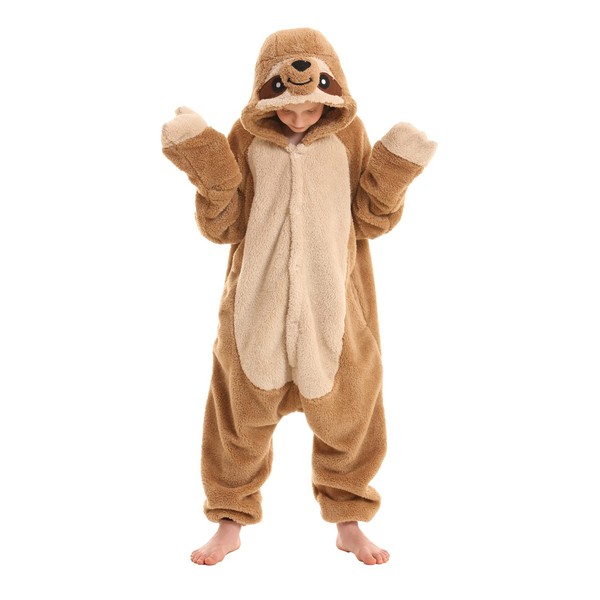 SimZoo Kids Animal Pajamas, Boy Girls Sloth Cosplay Costume Sleepwear,