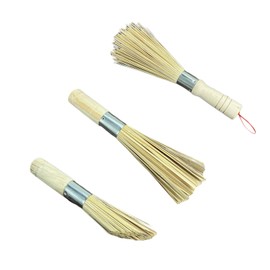 Eabdice Pack of 3 Bamboo Wok Brushes, Wash Pot Brush, Washing Up Brush, Used for Kitchen Utensils such as Pots, Plates, Bowls, etc