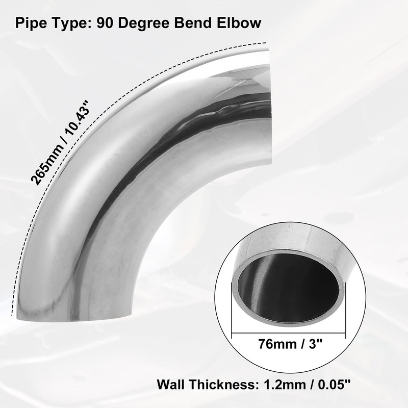 X AUTOHAUX 1Pcs OD 3 Inch 90 Degree Mandrel Bend