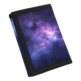 Coldinair Galaxy Trifold Boys Wallet for Kids 9-12 Nebula Canvas Wallet Coin Bag Purse Handbag for Boy,Sport Ball On Fire Flame Toddler Wallets