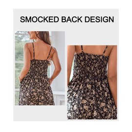 LAISHEN Wide Leg Jumpsuits for Women Casual Dressy Summer Floral Long Rompers Smocked Sleeveless Jumpers with Pockets 2023(Floral 04, M)